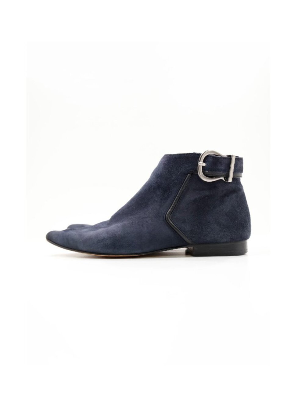 Sole Society Navy Blue Suede Leather Flat Pointed Toe Ankle Boots - 7